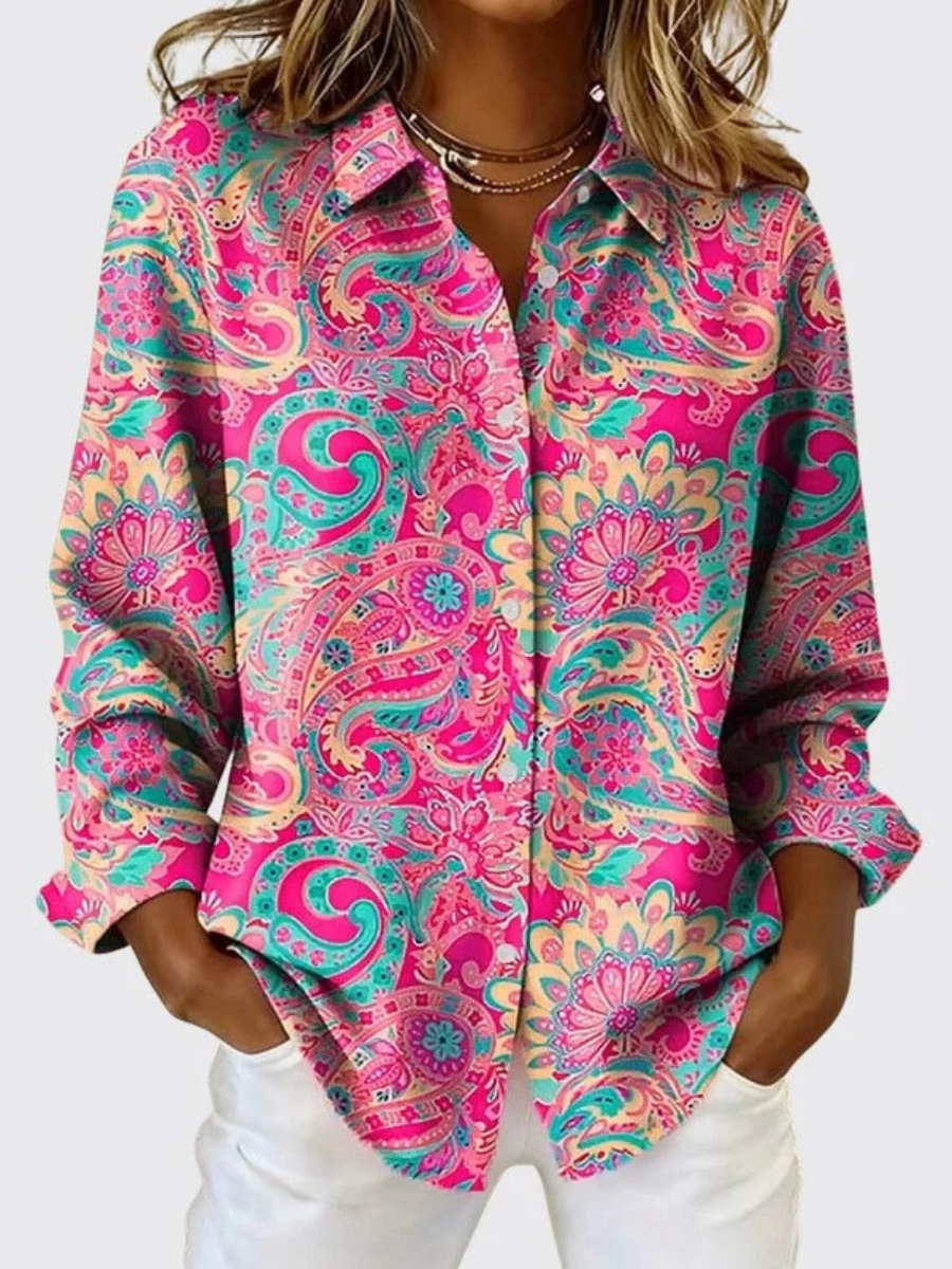 Jonna™ | Paisley Print Button-Up Blouse