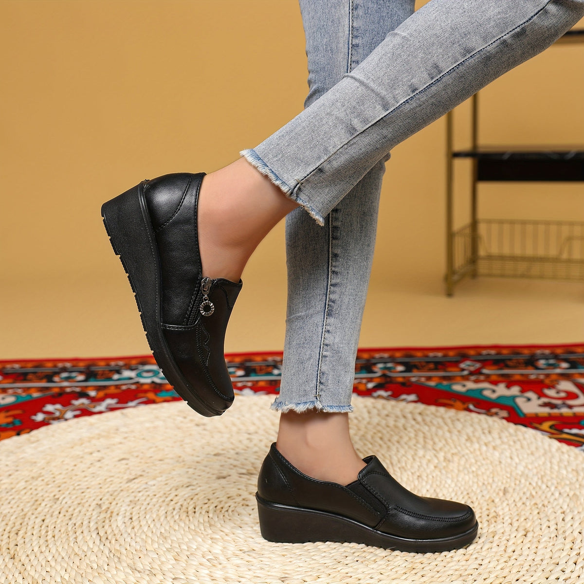 Harriet™ | Side-Zip Wedge Loafers