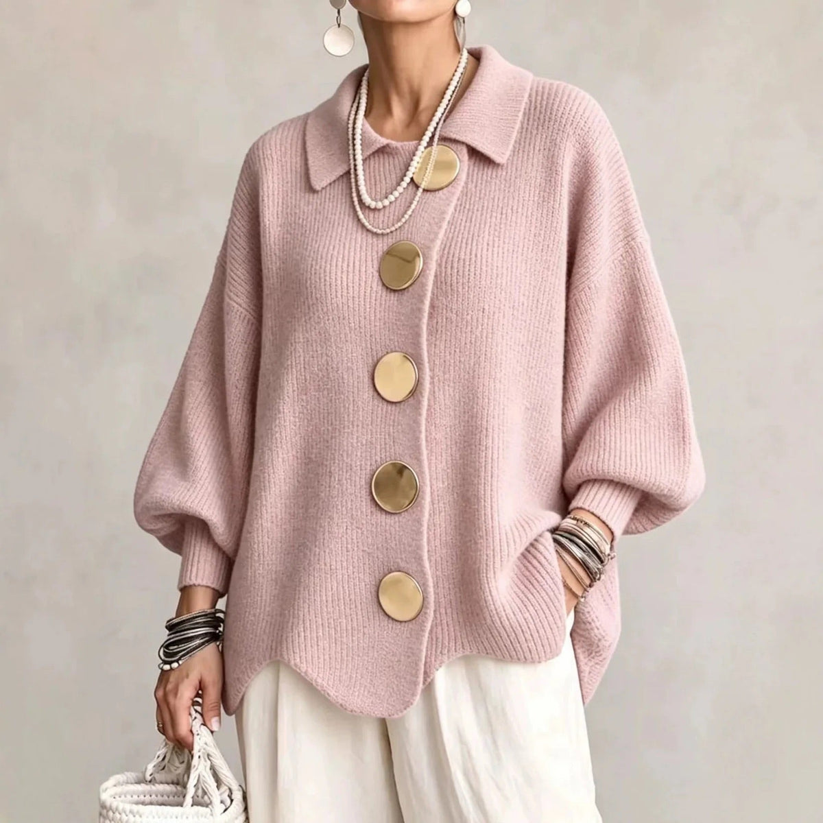 Corina - Collared Button Cardigan Oversized