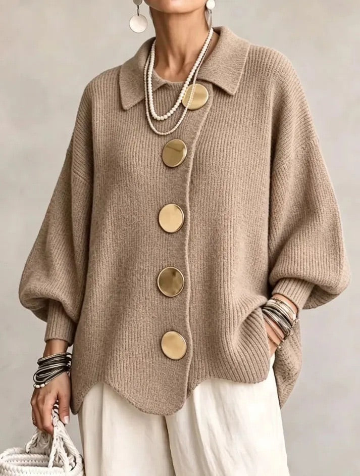Corina - Collared Button Cardigan Oversized