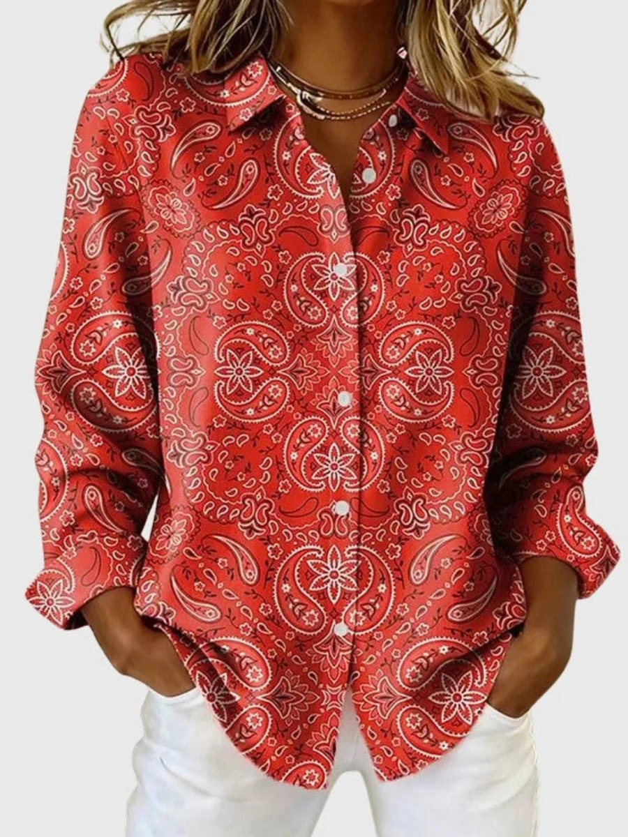 Jonna™ | Paisley Print Button-Up Blouse