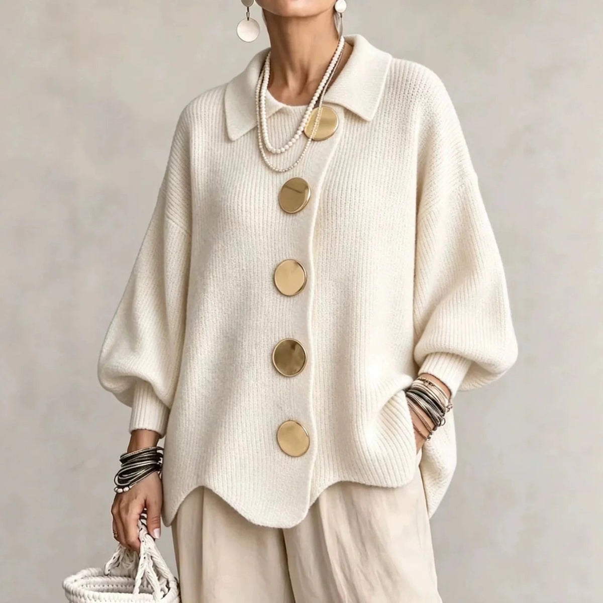 Corina - Collared Button Cardigan Oversized