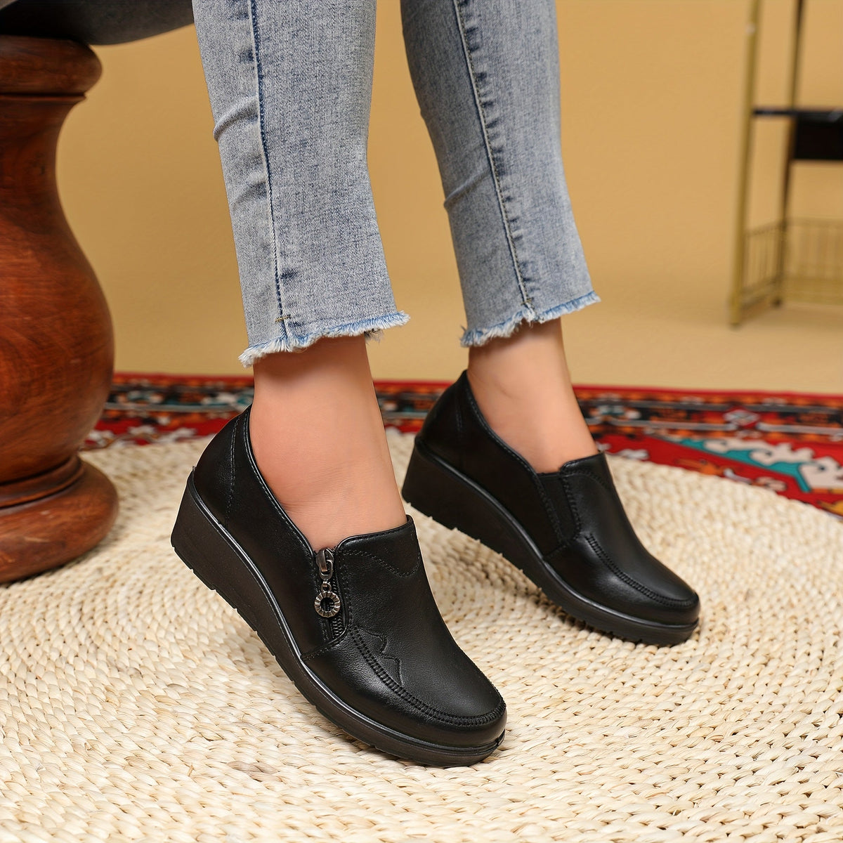 Harriet™ | Side-Zip Wedge Loafers