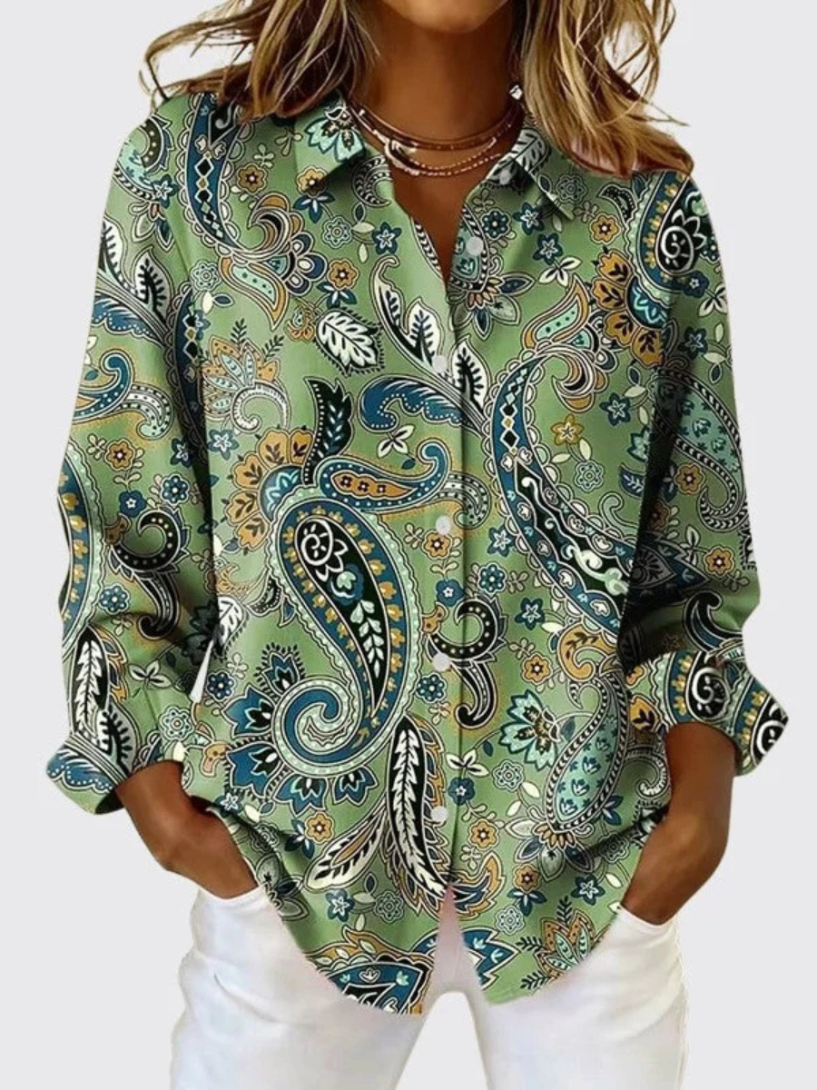 Jonna™ | Paisley Print Button-Up Blouse