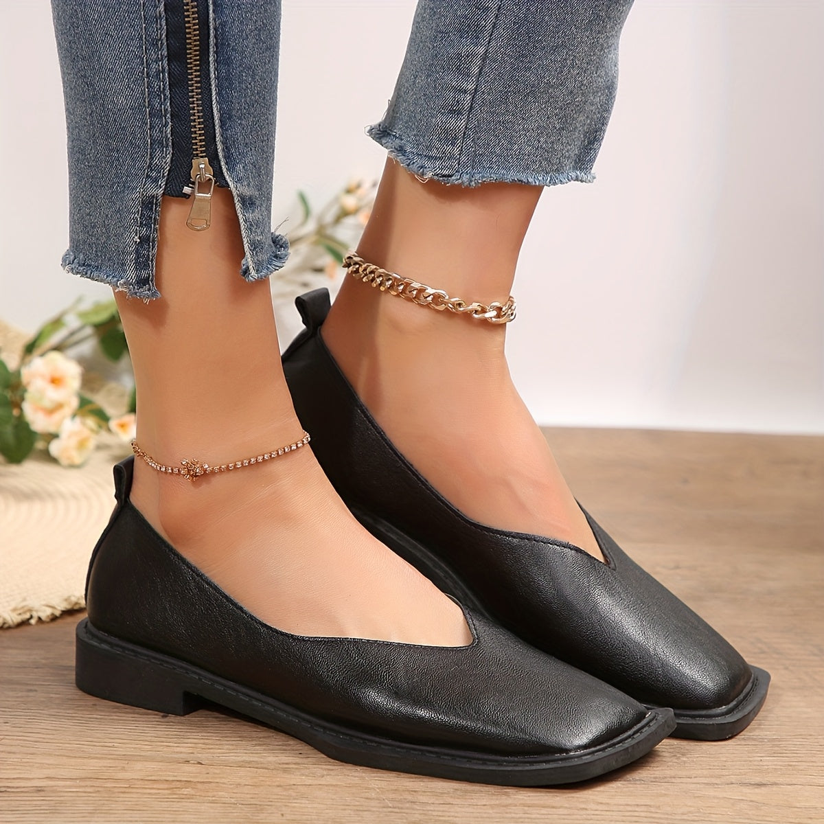 Lavinia™ | Sculpted Square-Toe Flats