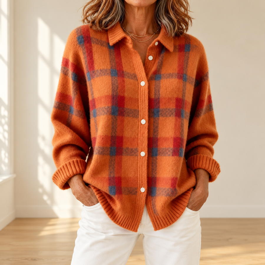 Olifo | Plaid Knit Cardigan