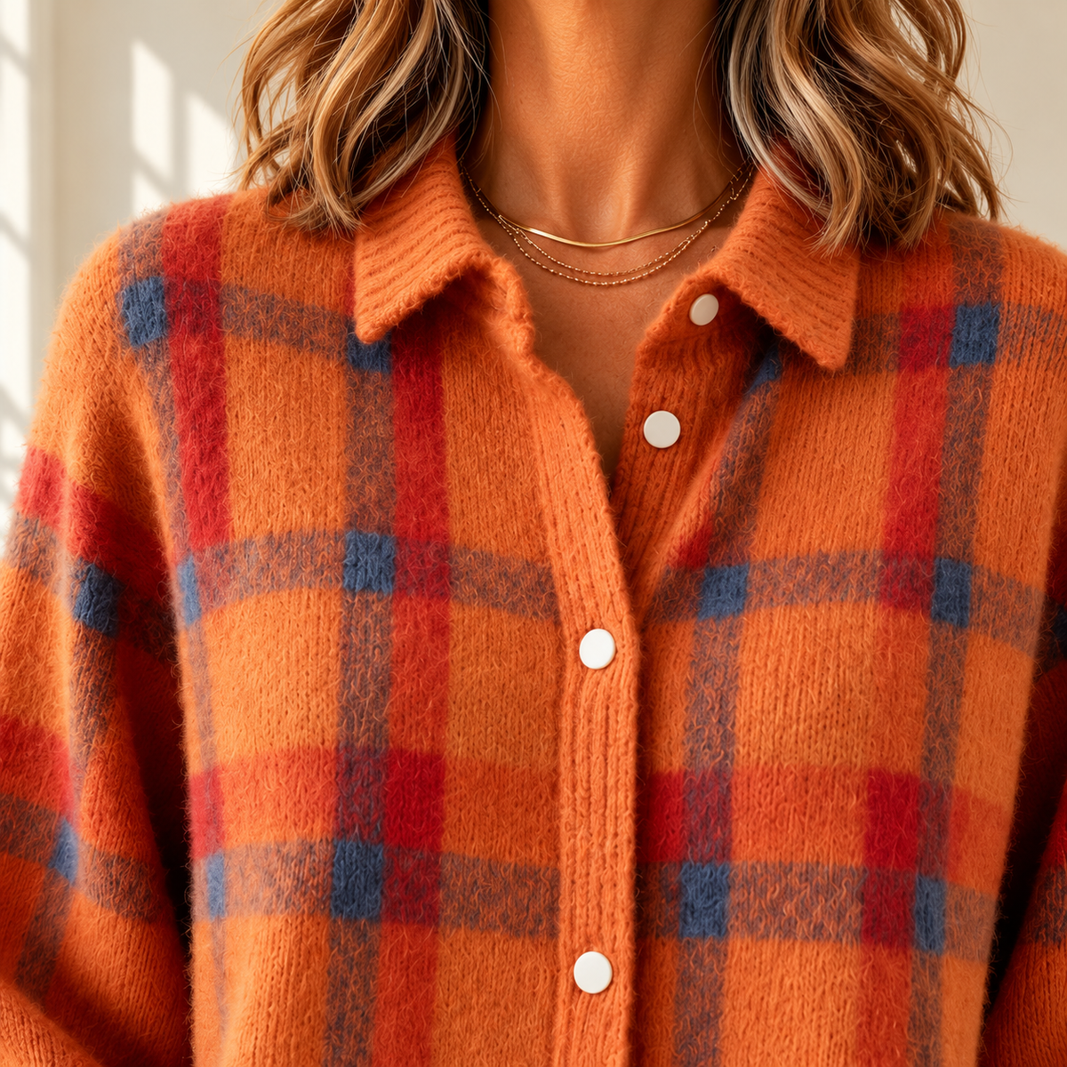 Olifo | Plaid Knit Cardigan