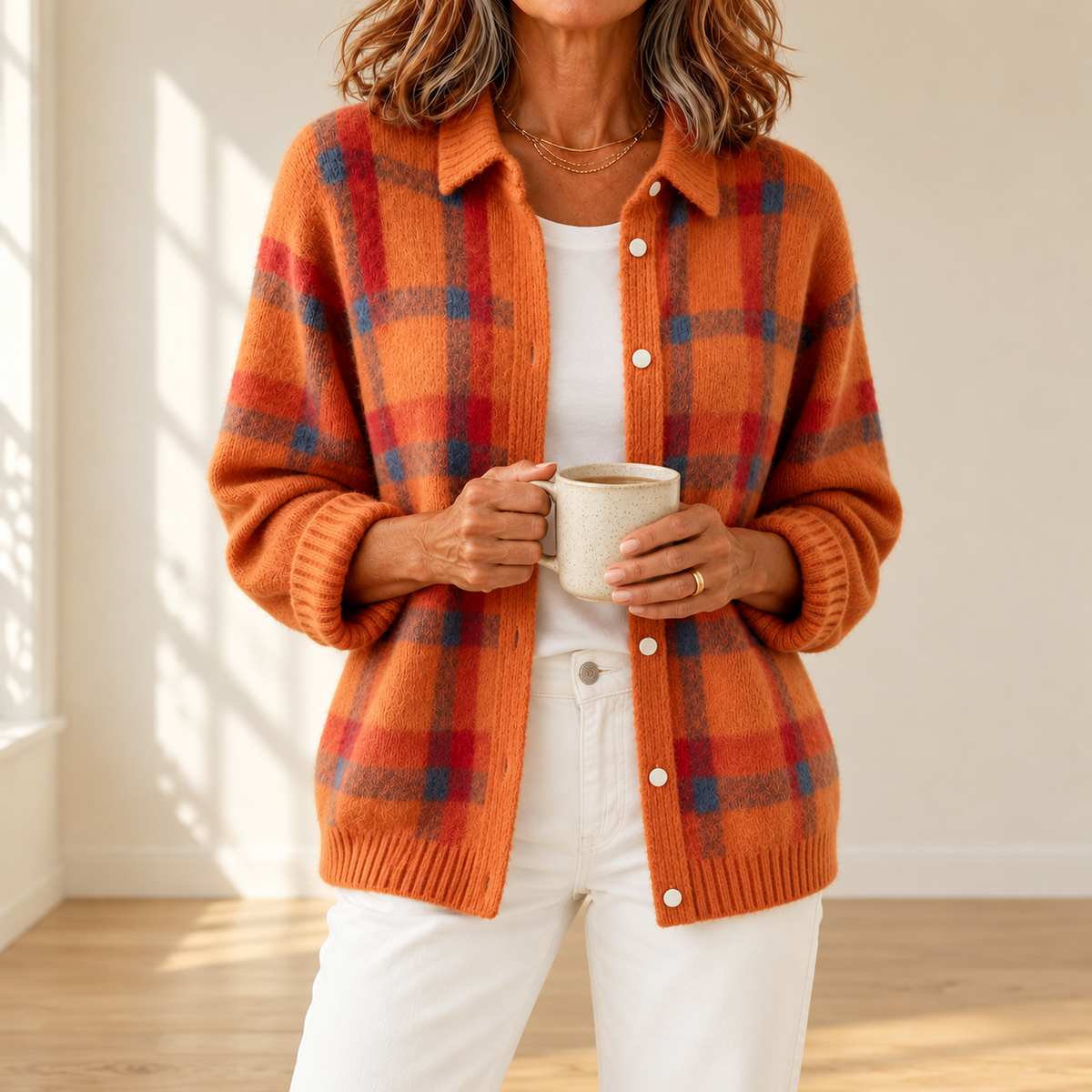 Olifo | Plaid Knit Cardigan