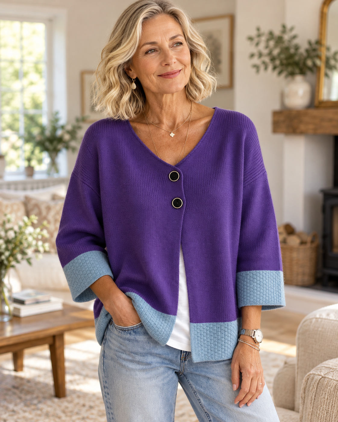 Chelly | Colour-block Knit Cardigan