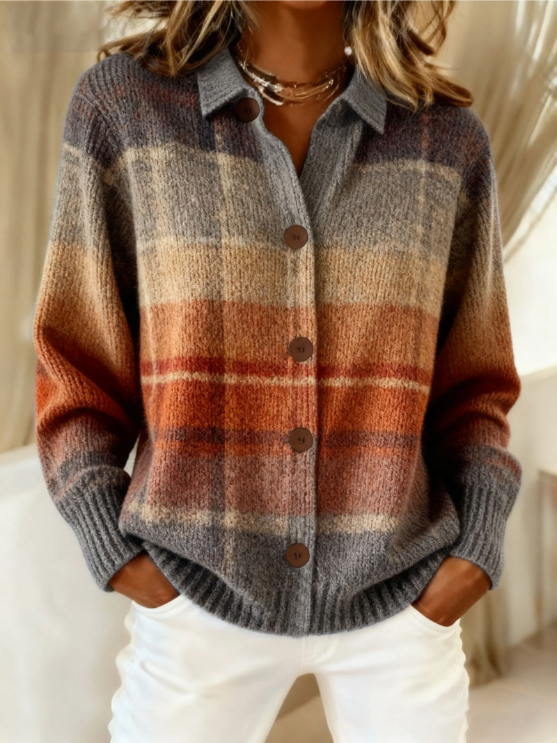 Maple | Autumn Ombre Plaid Cardigan