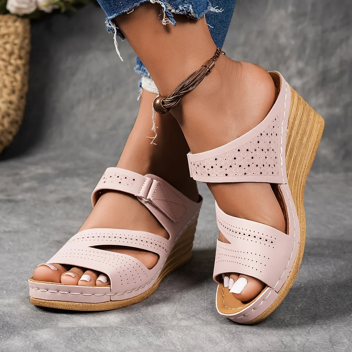 Sandra Leather Wedge Sandal