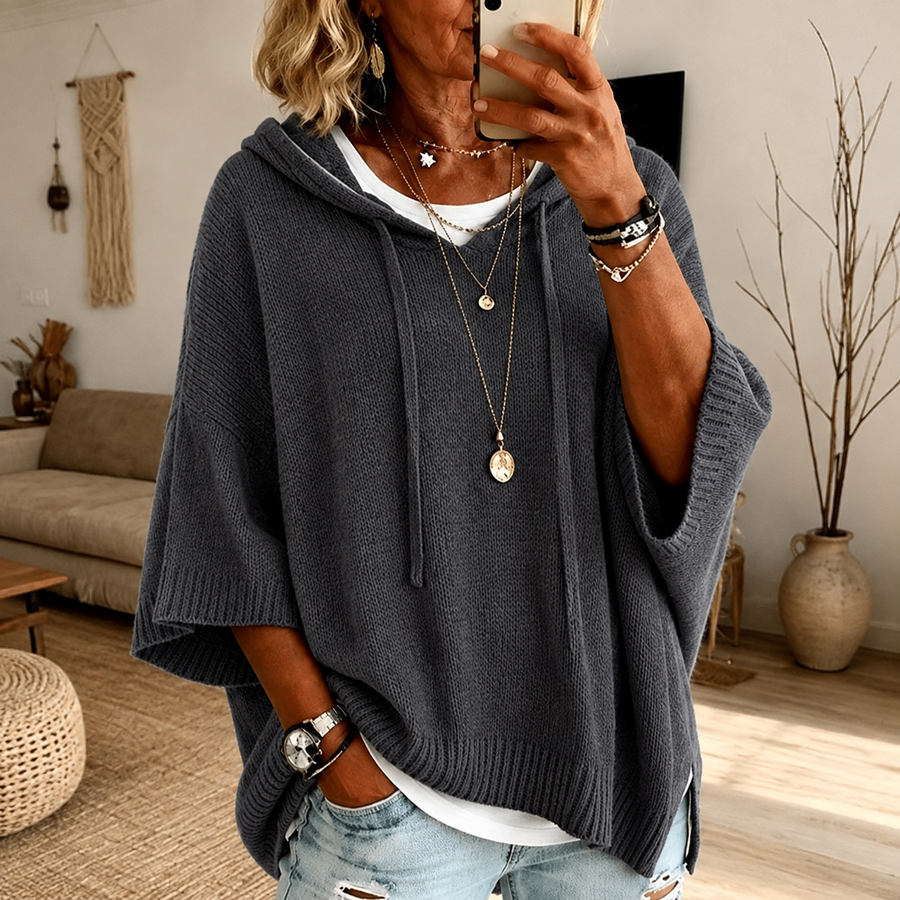 Roselia – Charcoal Poncho Sweater