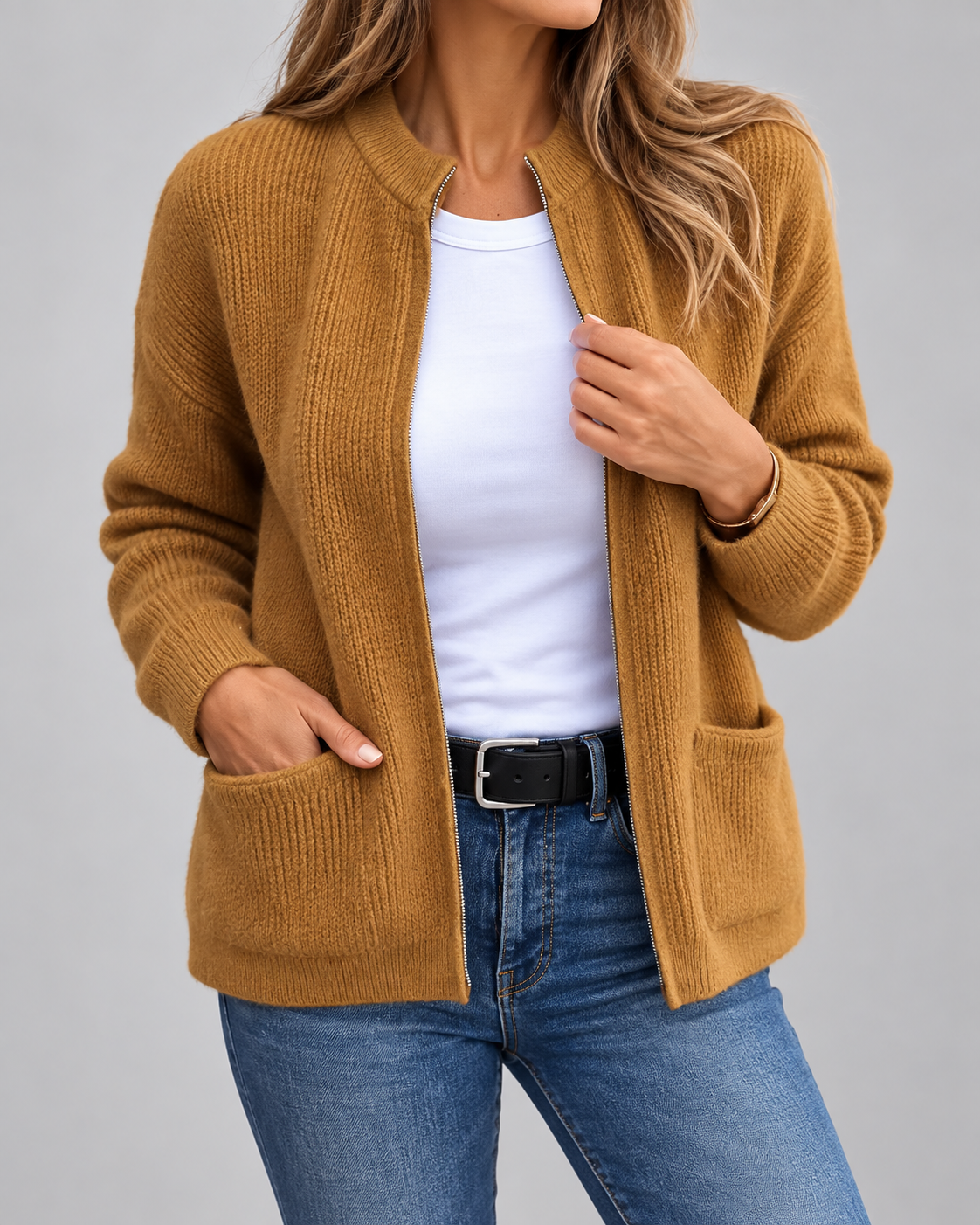 Como™ | Warm Knitted Zip Cardigan with Pockets