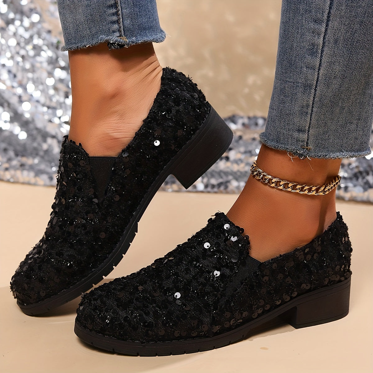 Mabel™ | Sequin Slip-On Loafers