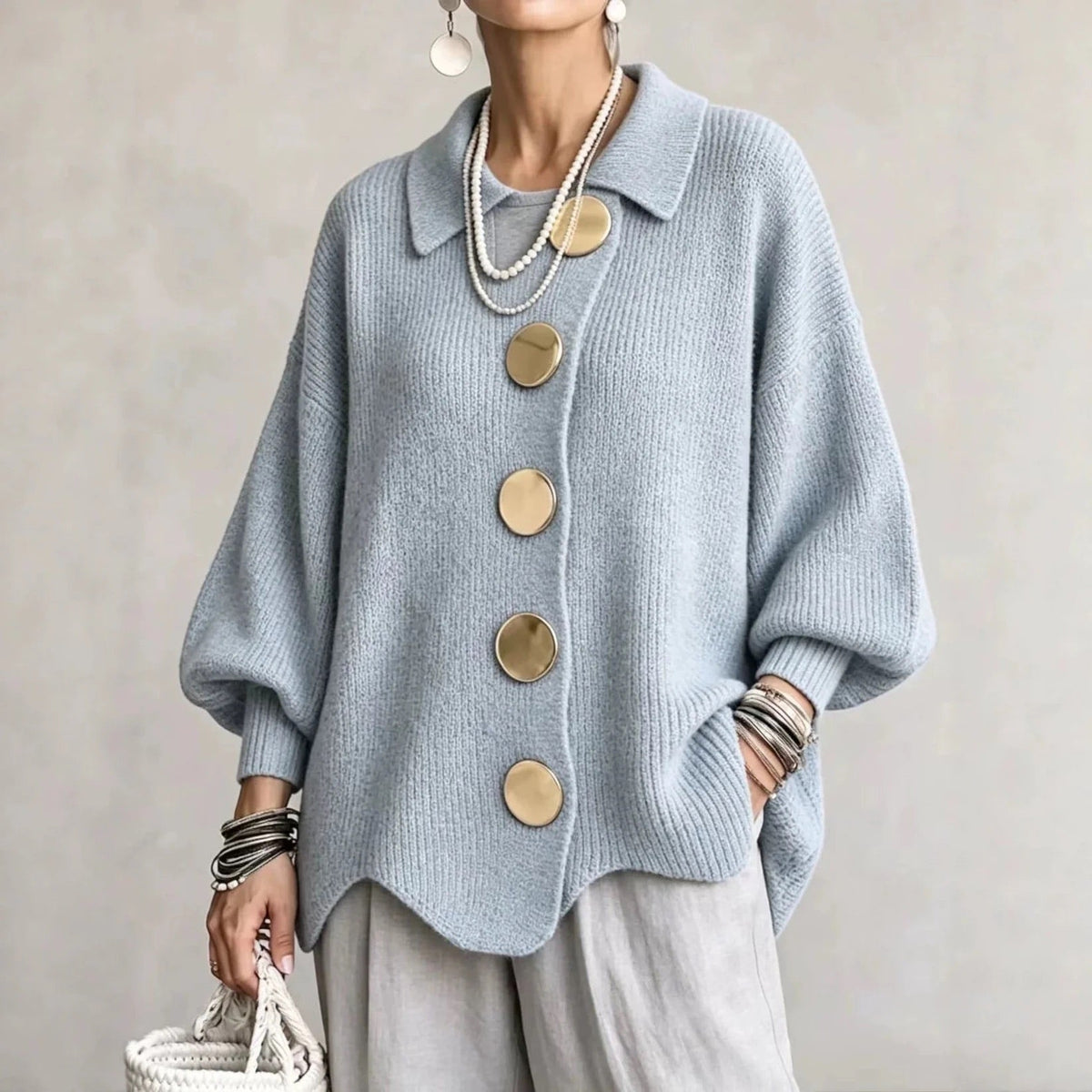 Corina - Collared Button Cardigan Oversized