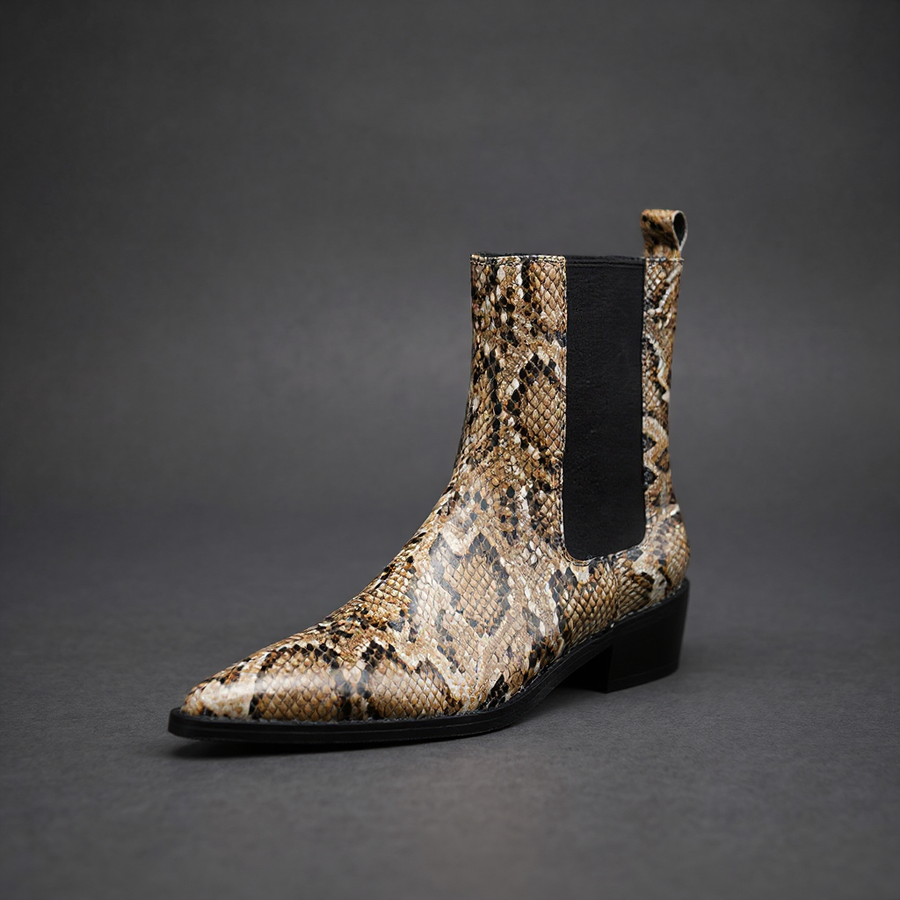 Seraphina Snakeskin Leather Bootie