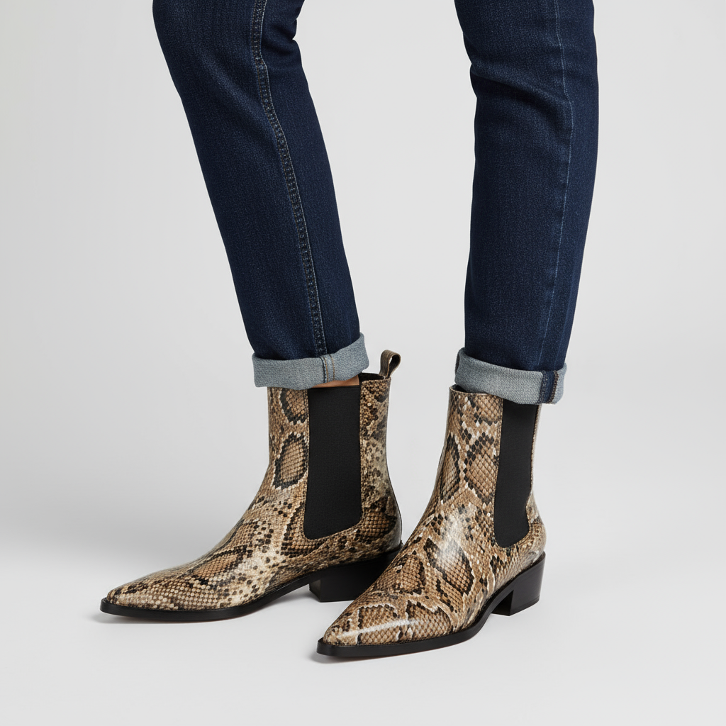 Seraphina Snakeskin Leather Bootie