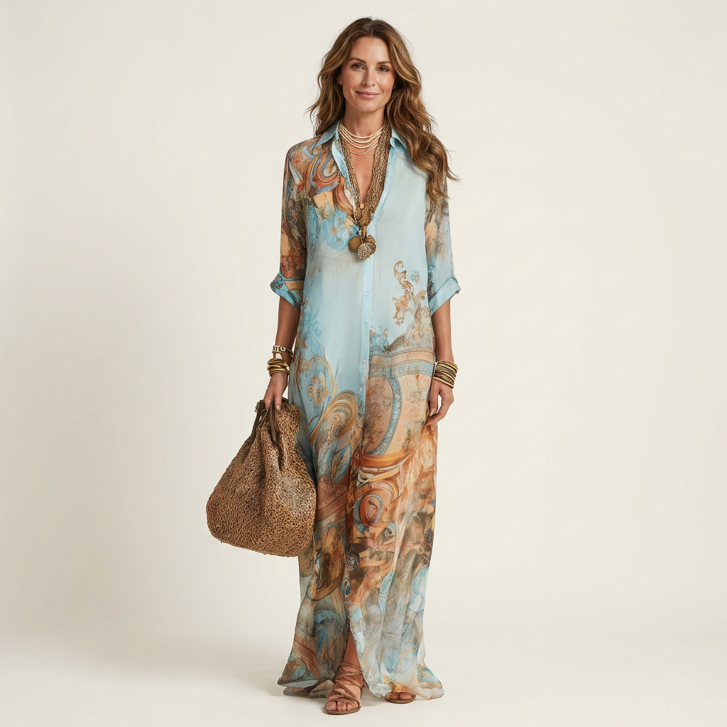 Lanie | Silk Maxi Shirt Dress