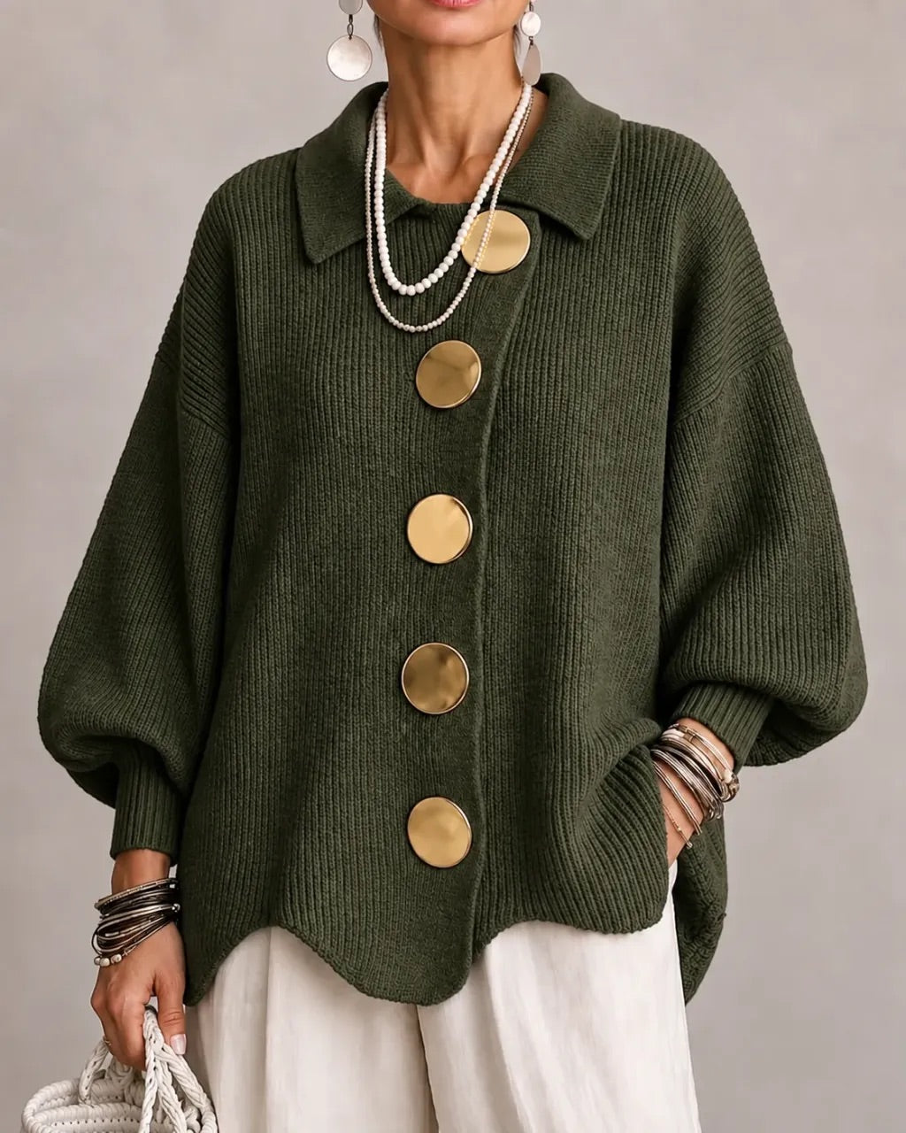 Corina - Collared Button Cardigan Oversized