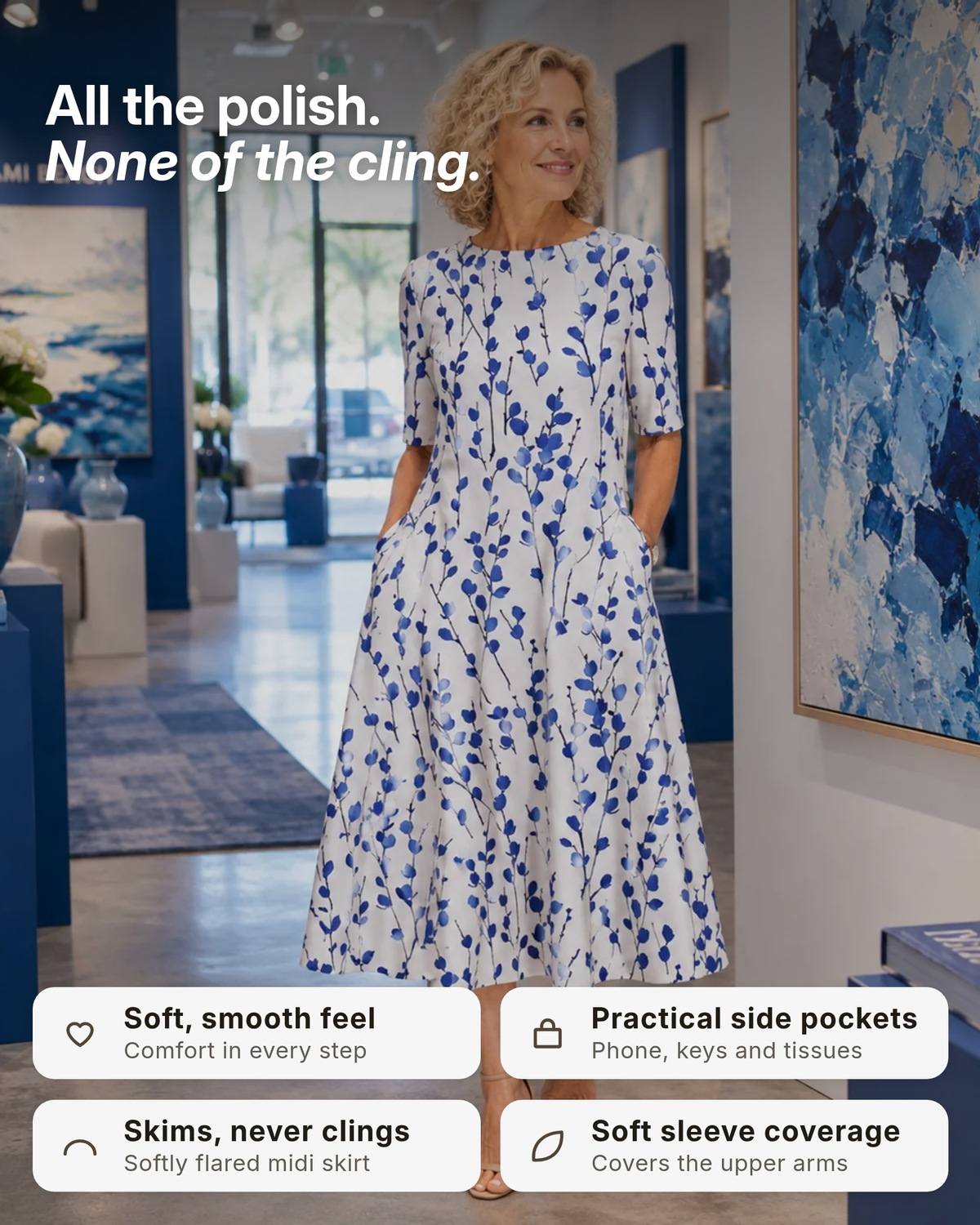 Oryna | Floral Midi Dress with Pockets