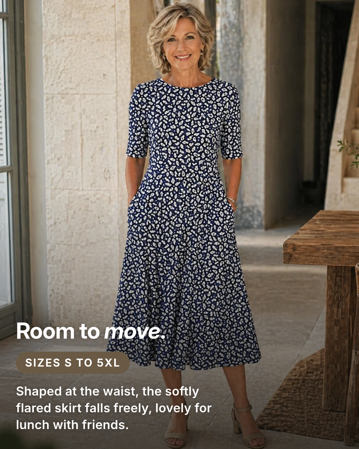 Oryna | Floral Midi Dress with Pockets