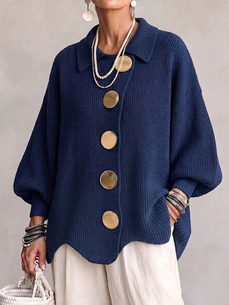 Corina - Collared Button Cardigan Oversized