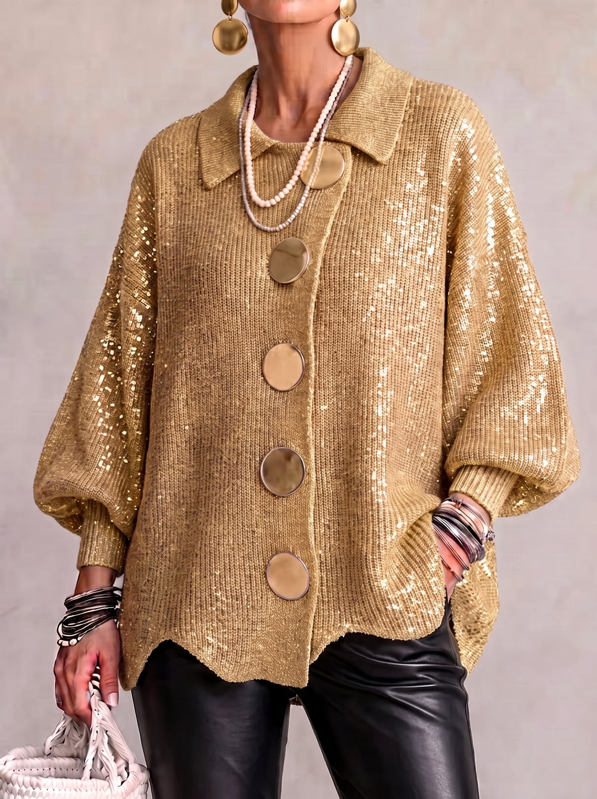 Corina - Collared Button Cardigan Oversized