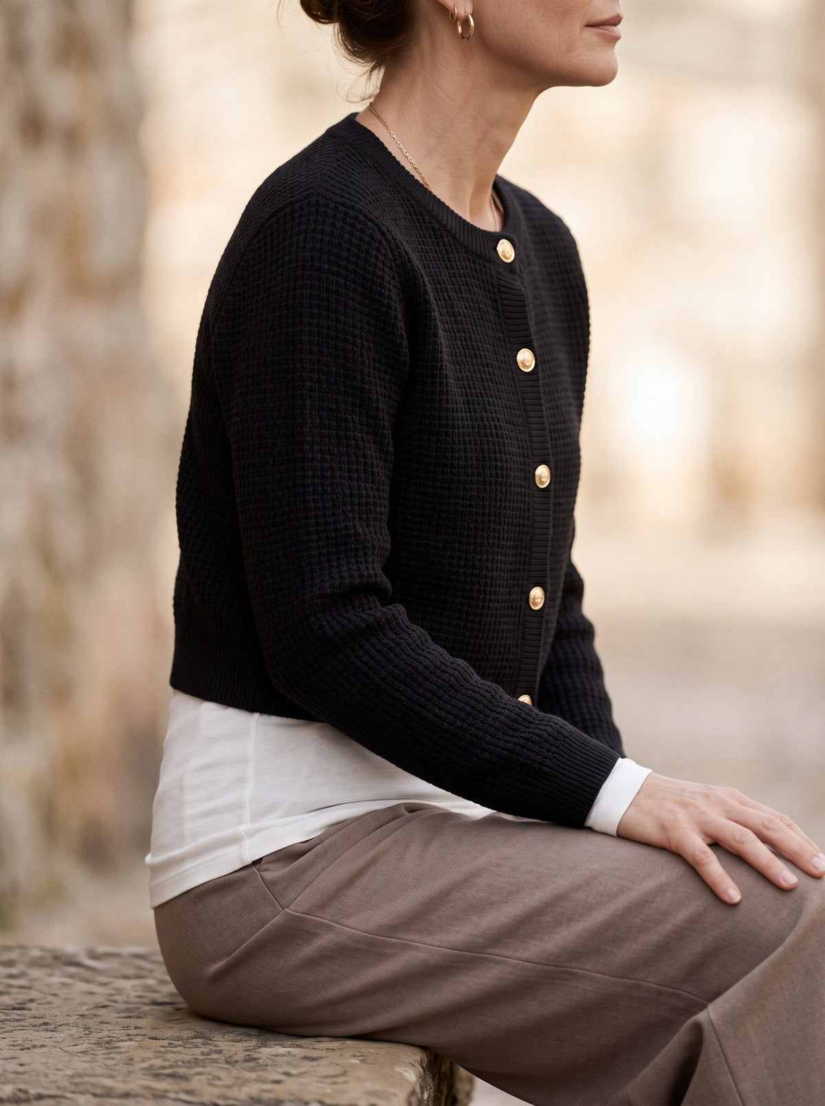 Gaya | Button Cropped Knit Cardigan