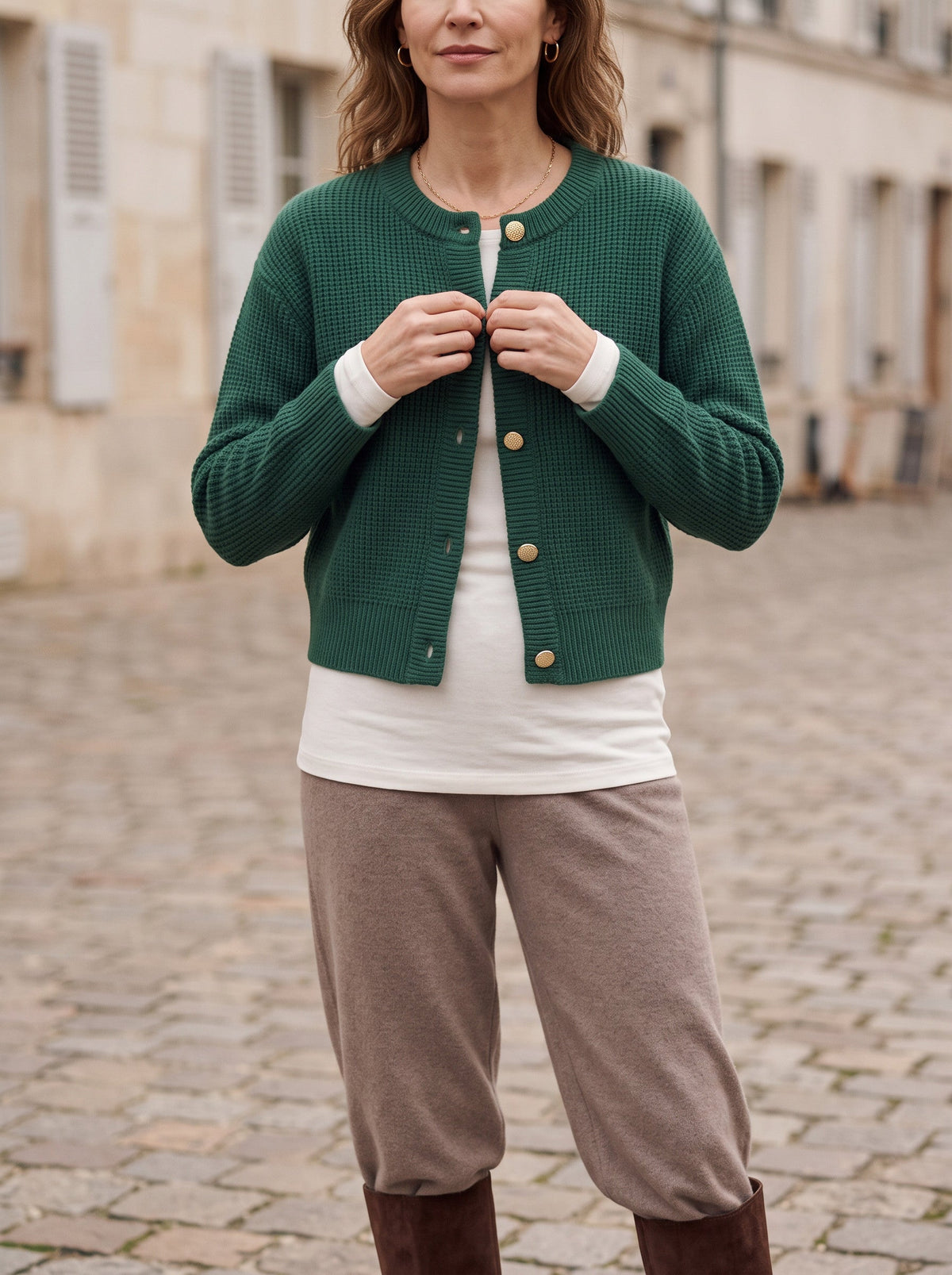 Gaya | Button Cropped Knit Cardigan