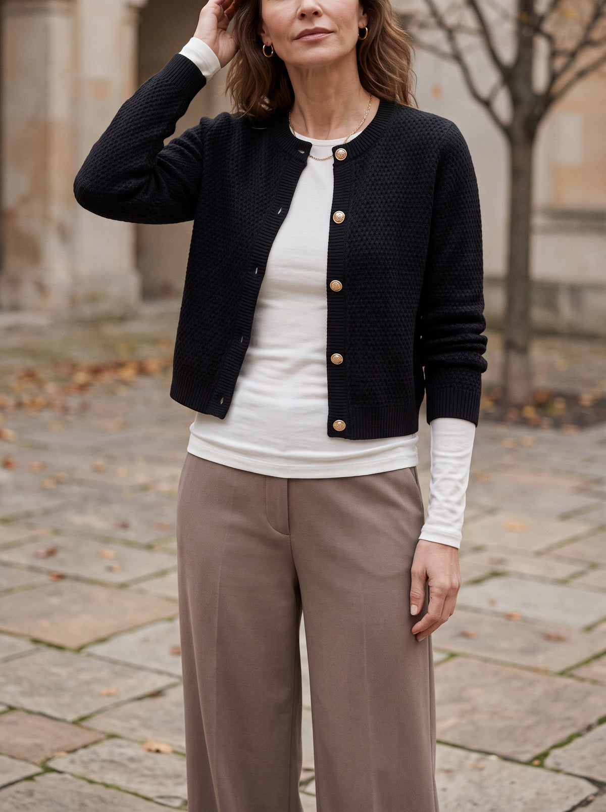 Gaya | Button Cropped Knit Cardigan