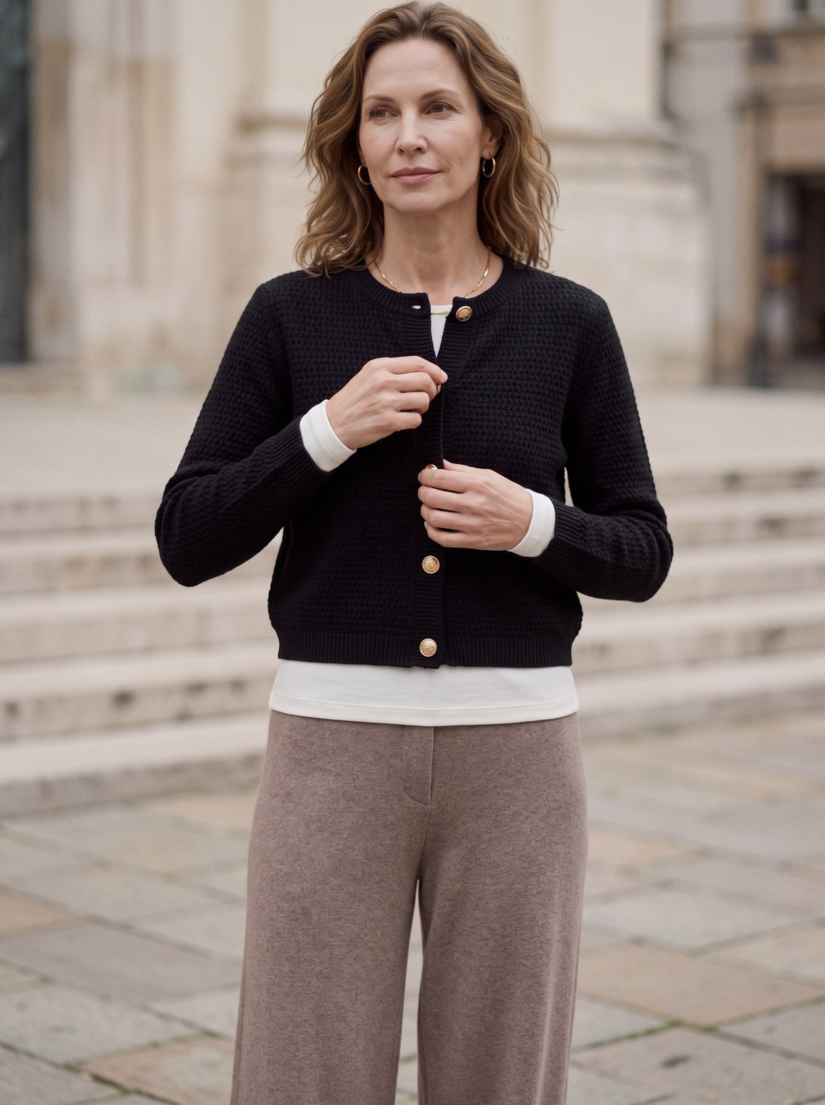 Gaya | Button Cropped Knit Cardigan