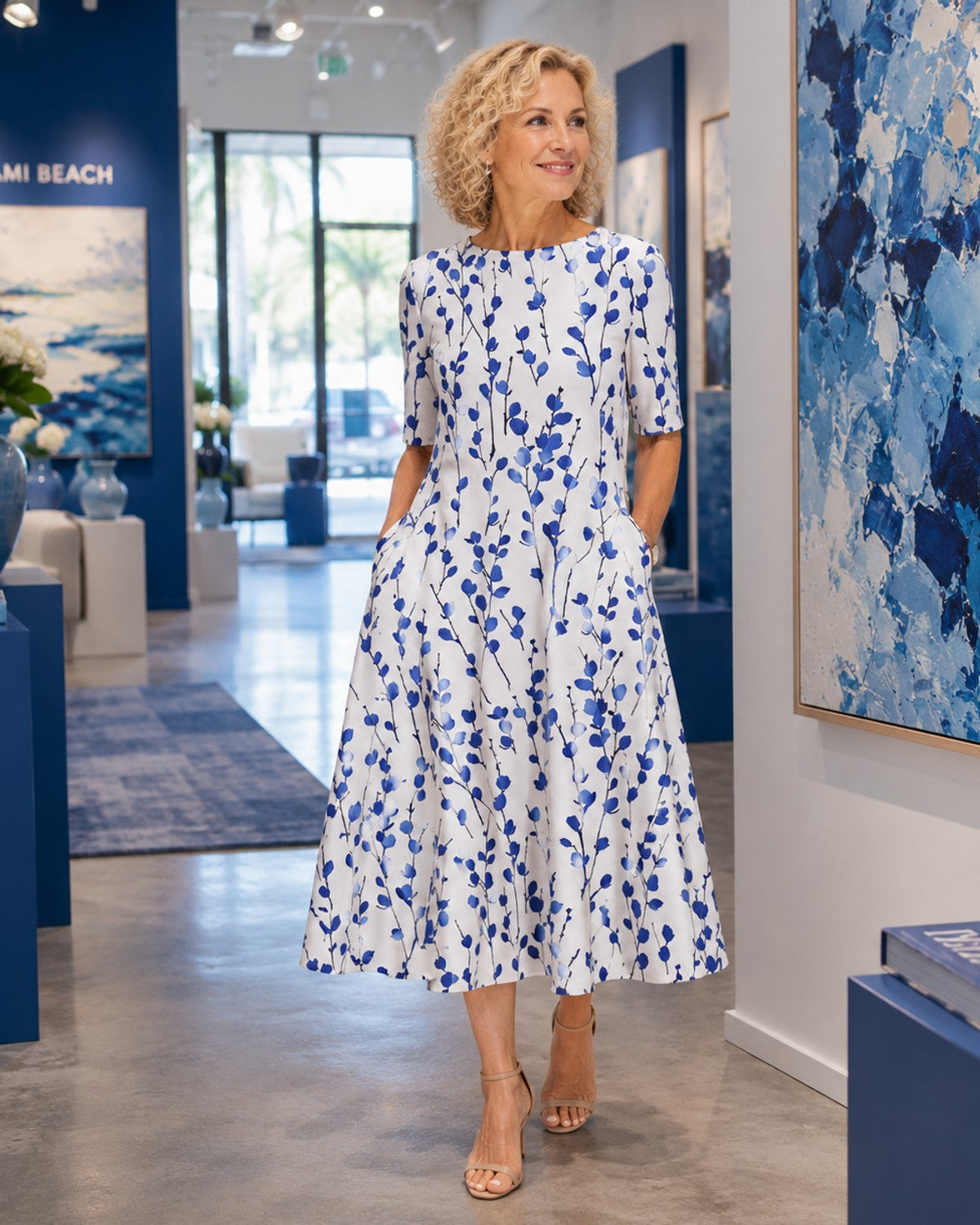 Oryna | Floral Midi Dress with Pockets