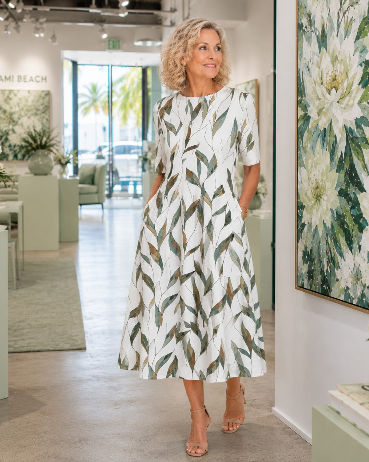 Oryna | Floral Midi Dress with Pockets